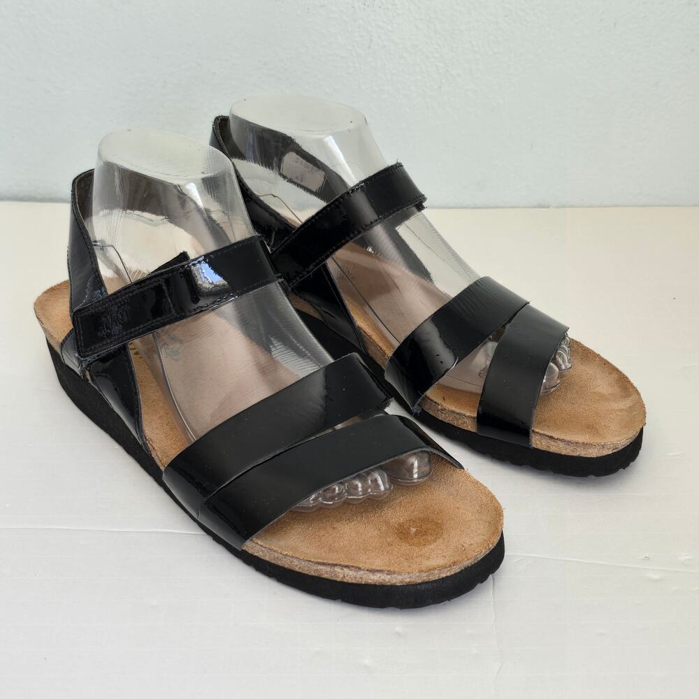 Naot Kayla Black Patent Leather Sandal Women's 10 Comfort Classic Summer Party